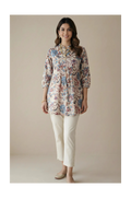 Ivory Pure Cotton Mughal Floral Printed Top