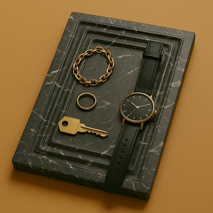 Black Marble Tray, Jewellery Tray