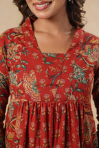 Pure Cotton Hand-Block Printed Kurti — Elegant Everyday Wear
