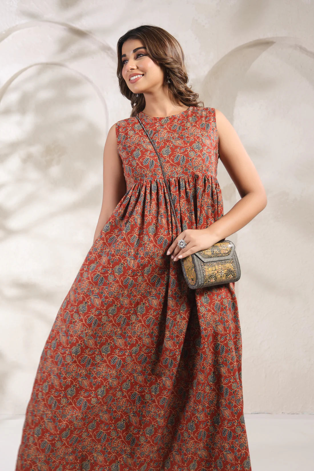 Elegant Red Jal  dress crafted from pure cotton