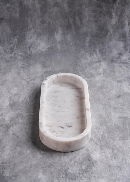 White Marble Tray, jewellery Organizer, Trinket Holder, Elegant Decorative Tray (oval)