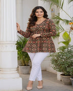 Women Multicolor Ethnic Print Cotton Tunic Top – Soft & Breathable