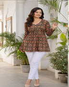 Women Multicolor Ethnic Print Cotton Tunic Top – Soft & Breathable