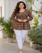 Women Multicolor Ethnic Print Cotton Tunic Top – Soft & Breathable