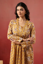 Printed Cotton Kurti — Elegant Long Flared Ethnic Wear