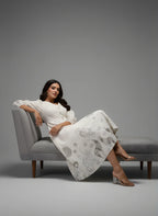 Pure Cotton White Printed Midi Dress