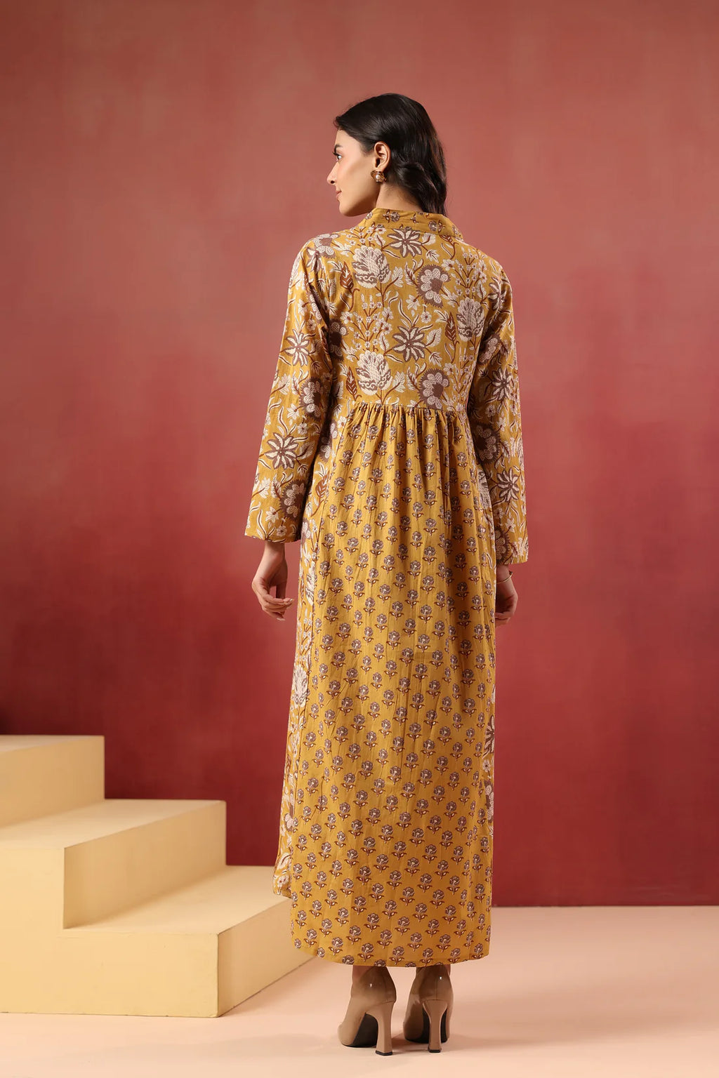 Printed Cotton Kurti — Elegant Long Flared Ethnic Wear
