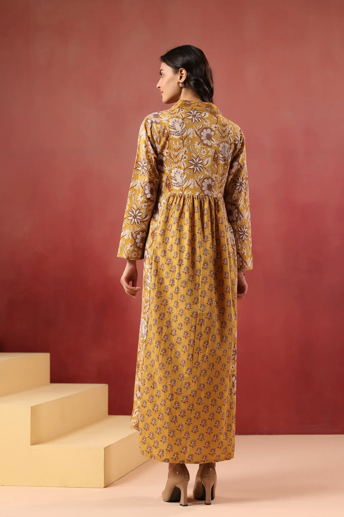 Printed Cotton Kurti — Elegant Long Flared Ethnic Wear