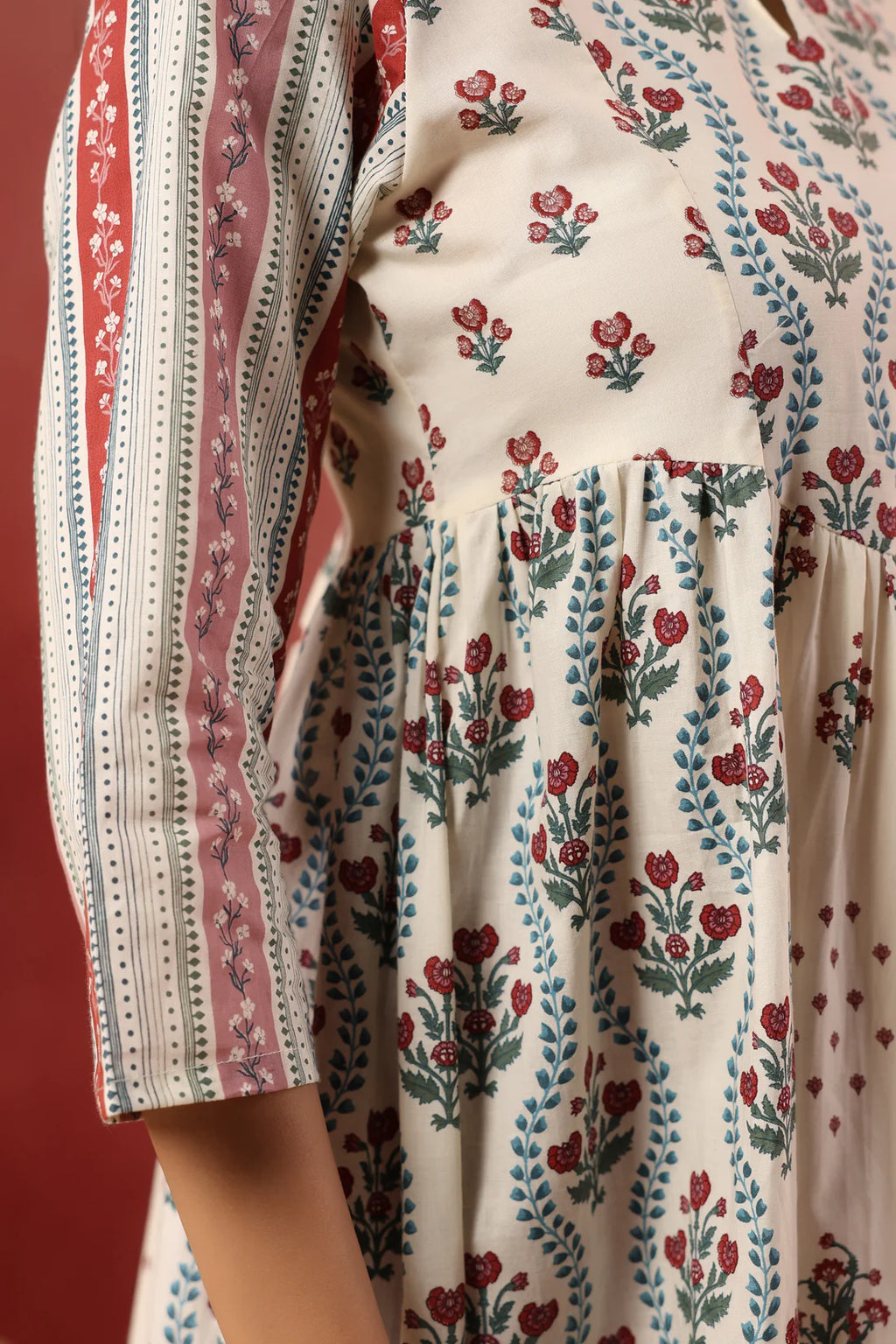 Hand-Block Printed Cotton Kurti — Elegant Flowy Ethnic Wear