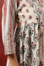 Hand-Block Printed Cotton Kurti — Elegant Flowy Ethnic Wear