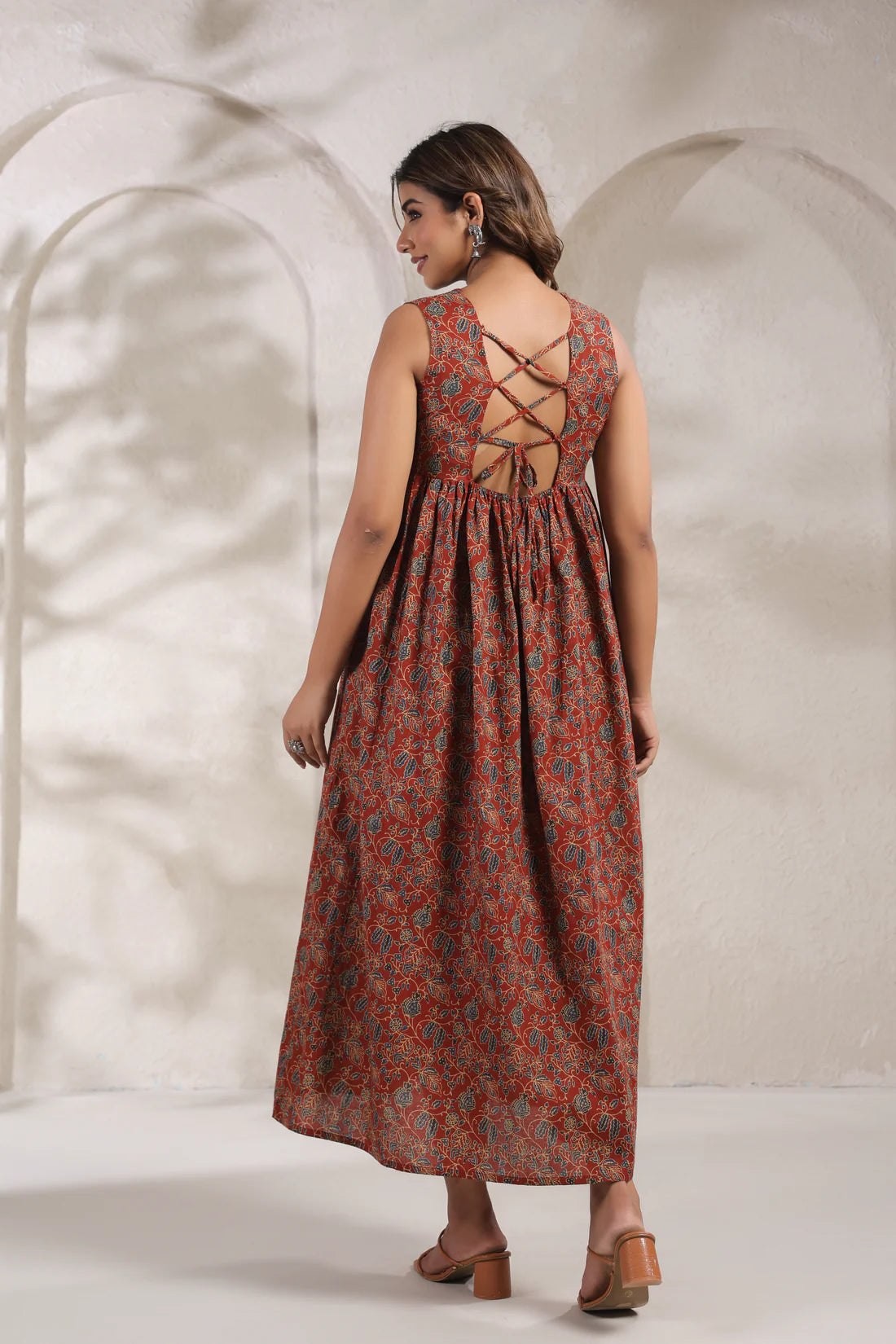 Elegant Red Jal  dress crafted from pure cotton