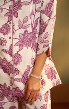 Women’s Cream Cotton Blend Printed Co-Ord Set