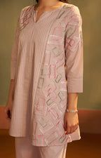 Brown Pure Cotton Embroidered Co-Ord Set