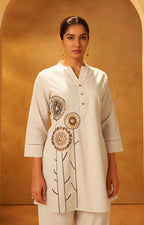 Women Pink Pure Cotton Embroidered Straight Kurta Co-Ord Set