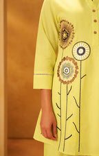 Women Pink Pure Cotton Embroidered Straight Kurta Co-Ord Set