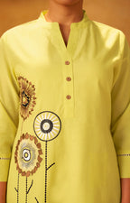 Women Pink Pure Cotton Embroidered Straight Kurta Co-Ord Set