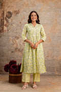 Lemon Floral Pure Cotton Kurta Set