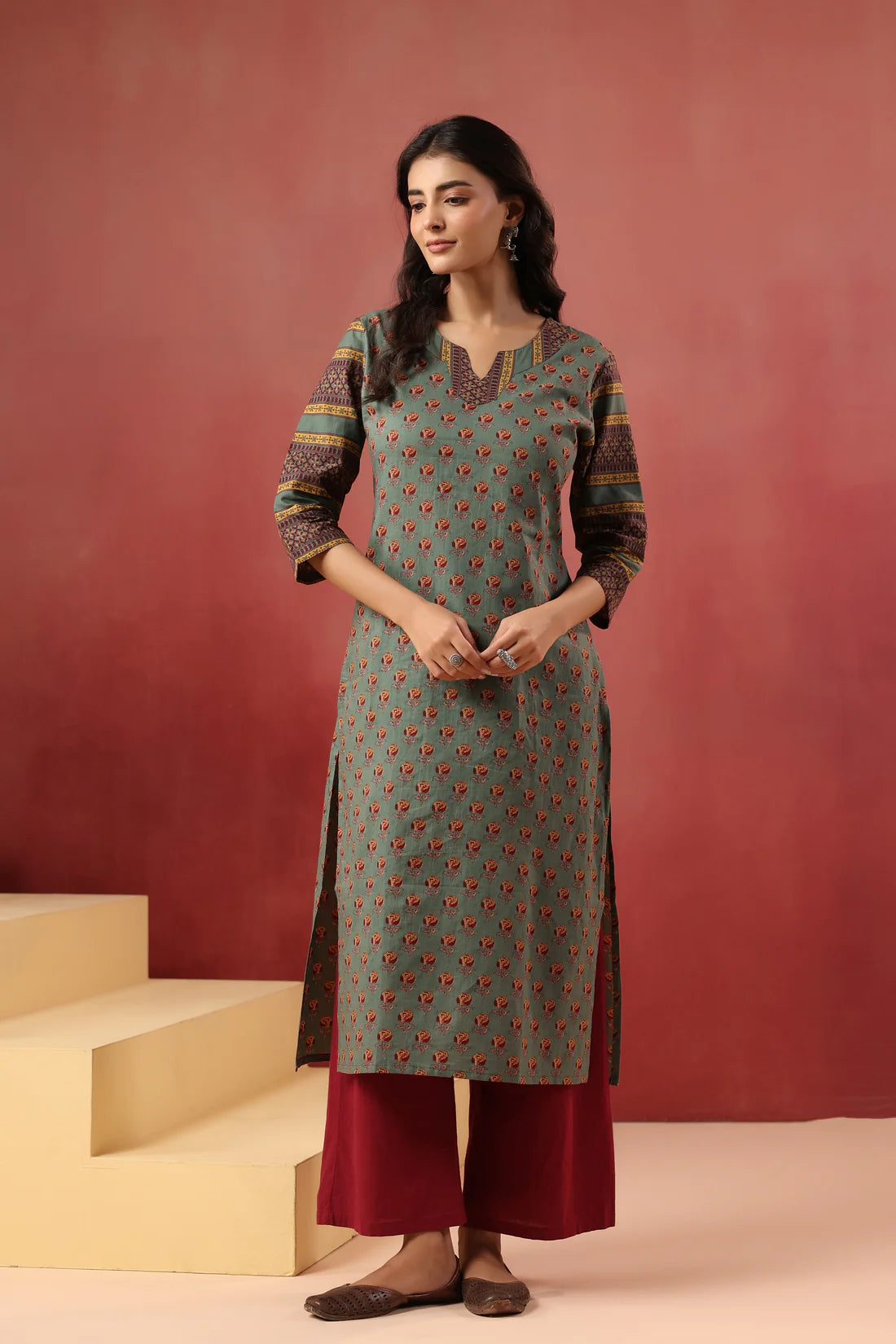 Cotton Straight Kurti — Elegant Long Ethnic Wear