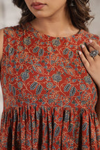 Elegant Red Jal  dress crafted from pure cotton