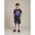 Boys Charcoal Grey “Good Vibes” Printed Co-ord Set – T-Shirt & Shorts Set