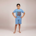 Boys Sky Blue Printed Co-ord Set – T-Shirt & Shorts Set