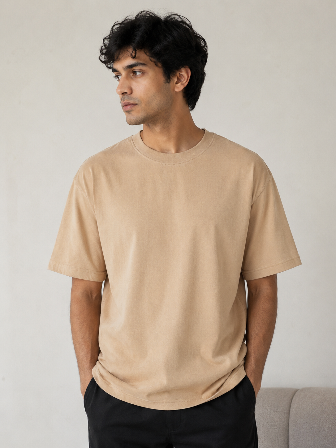 Beige Oversized T-Shirt | 240 GSM
