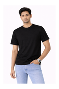 Black Bio-Washed 100% Cotton Super Combed T-Shirt (180 GSM)
