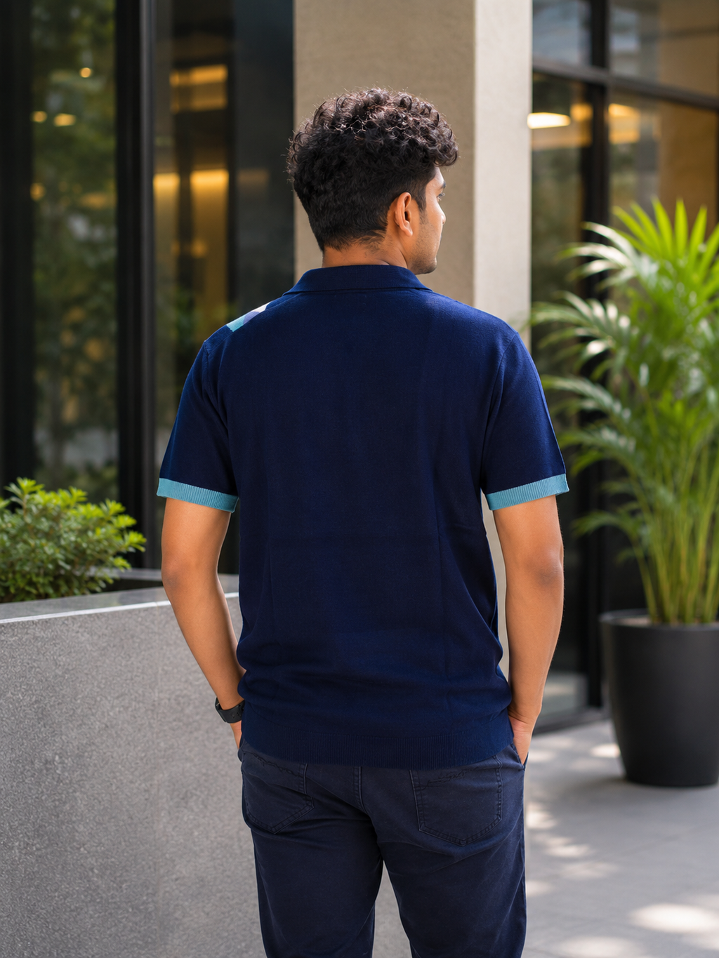 Premium Cotton Textured Polo T-Shirt for Men | Zip Neck Knit Polo