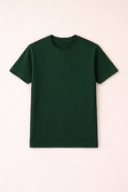 Green t-shirt on a beige background