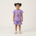 Girls Lavender Printed Set – Cute Teddy Print | Ruffle Shorts