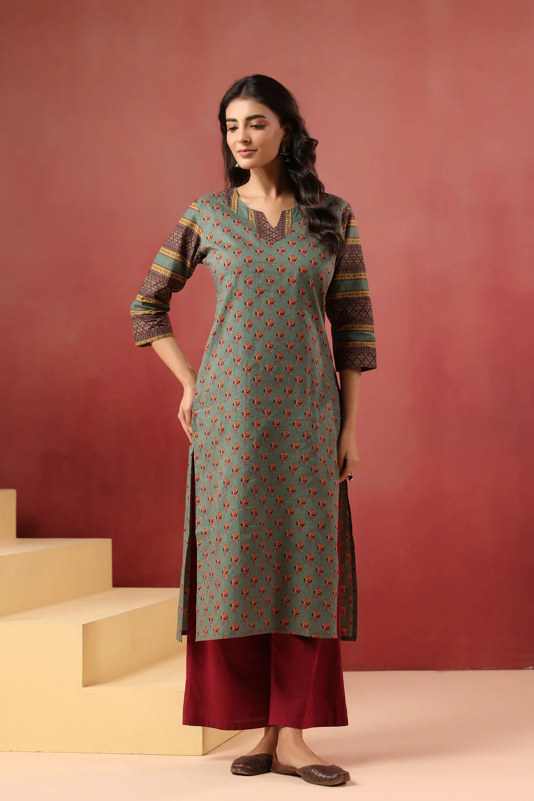 Cotton Straight Kurti — Elegant Long Ethnic Wear