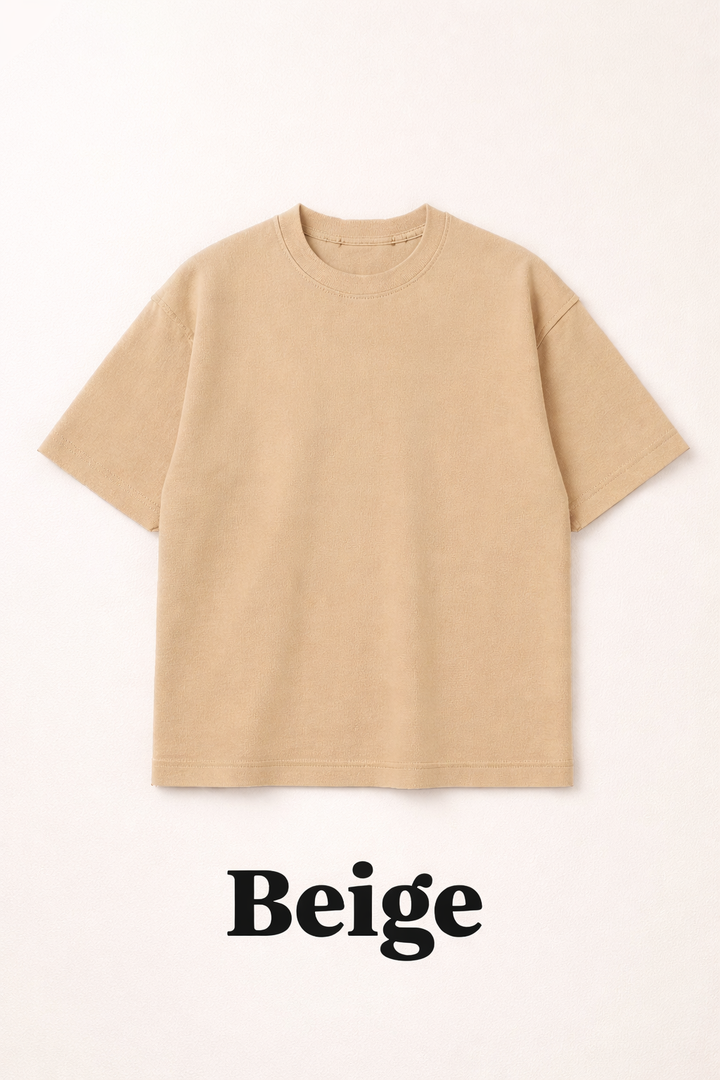 Beige Oversized T-Shirt | 240 GSM Premium French Terry Cotton | Streetwear Drop Shoulder Tee
