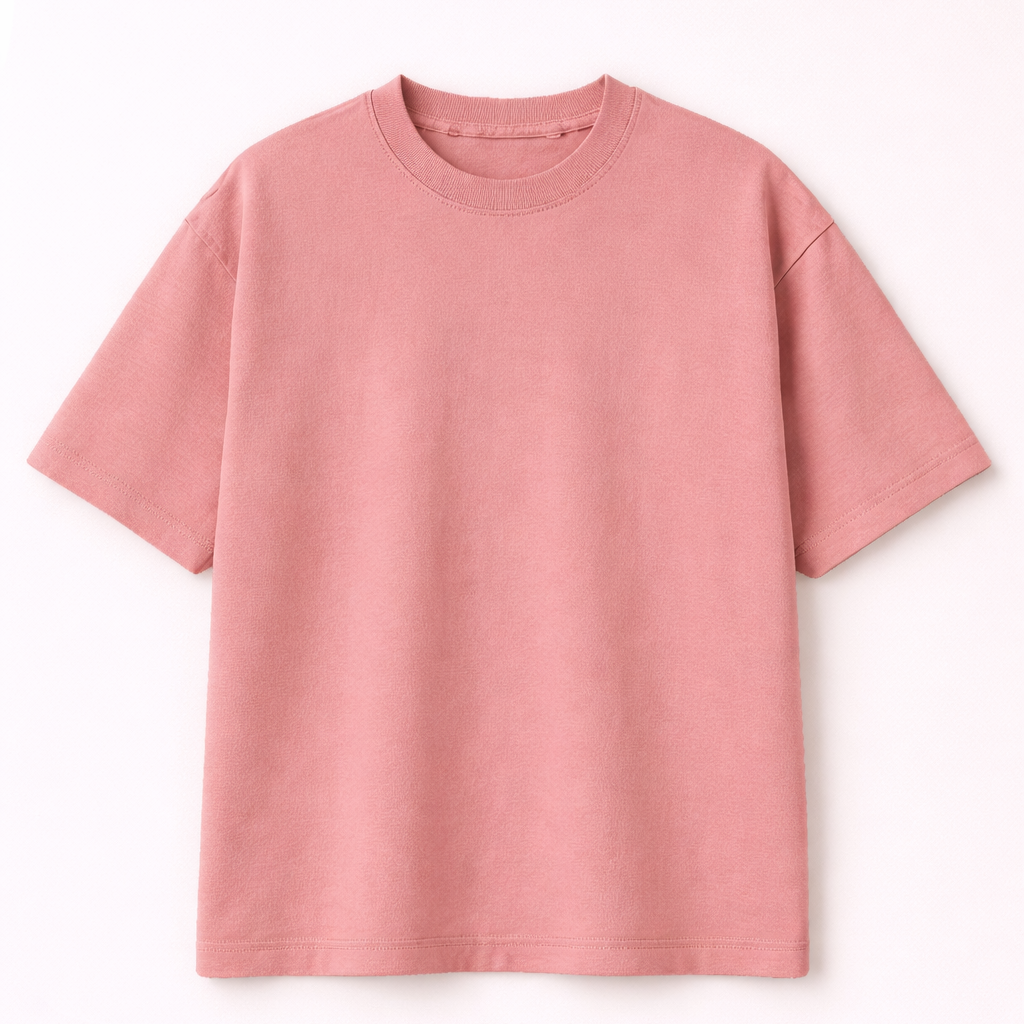 Rose Pink Oversized T-Shirt | 240 GSM Premium French Terry Cotton | Streetwear Drop Shoulder Tee