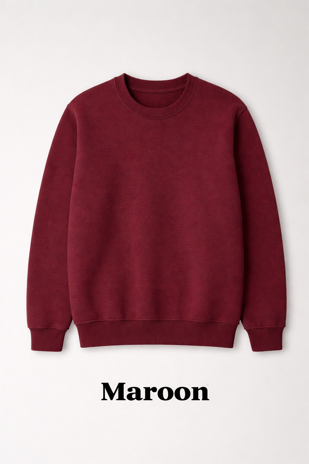 Maroon Premium Cotton Crewneck Sweatshirt for Men & Women | Winter Wear | Soft & Comfortable
