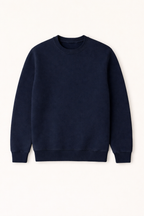 Navy Blue Premium Cotton Crewneck Sweatshirt for Men & Women