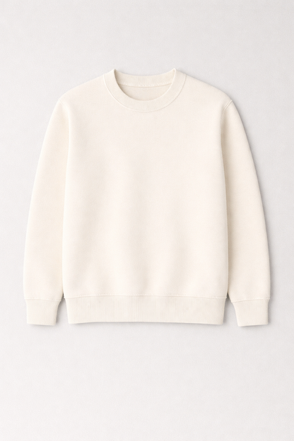 Off White Premium Cotton Crewneck Sweatshirt for Men & Women | Winter Wear | Soft & Comfortable