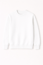 White Premium Cotton Crewneck Sweatshirt for Men & Women