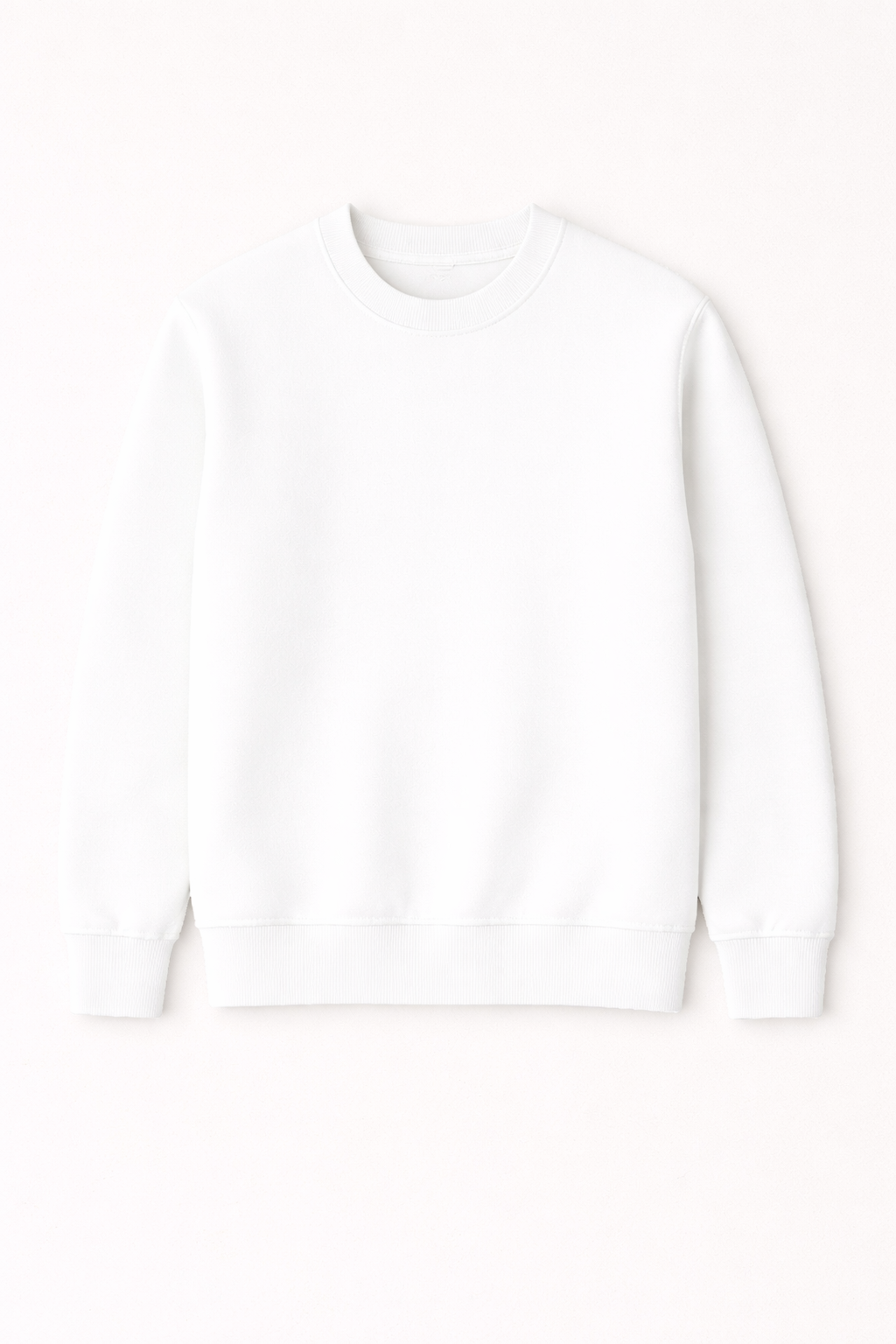 White Premium Cotton Crewneck Sweatshirt for Men & Women