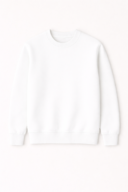 White Premium Cotton Crewneck Sweatshirt for Men & Women | Winter Wear | Soft & Comfortable