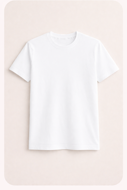 White Bio-Washed 100% Cotton Super Combed T-Shirt (180 GSM) | Premium Quality | Soft & Breathable