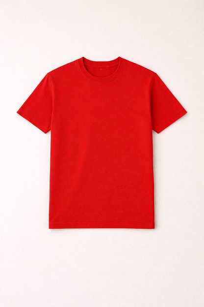 Red Bio-Washed 100% Cotton Super Combed T-Shirt (180 GSM) | Premium Quality | Soft & Breathable