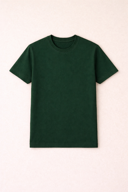 Bottle Green Bio-Washed 100% Cotton Super Combed T-Shirt (180 GSM) | Premium Quality | Soft & Breathable