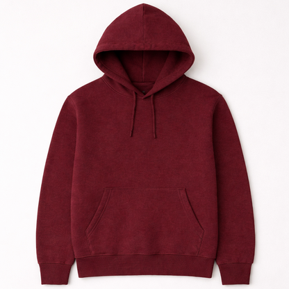 320 GSM Premium Cotton Brushed Loopknit Hoodie | 88% Cotton 12% Polyester | Soft Winter Wear - Maroon