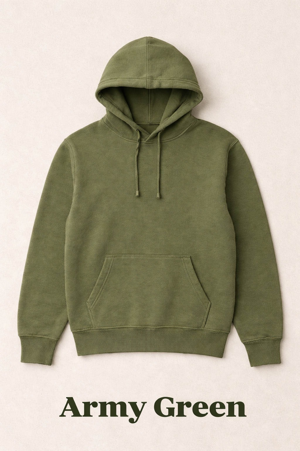 320 GSM Premium Cotton Brushed Loopknit Hoodie | 88% Cotton 12% Polyester | Soft Winter Wear - Army Green