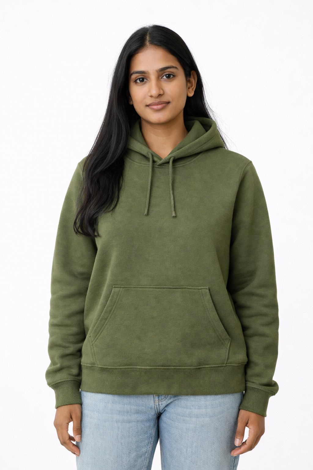 320 GSM Premium Cotton Brushed Loopknit Hoodie | 88% Cotton 12% Polyester | Soft Winter Wear - Army Green