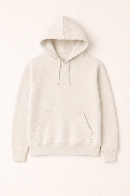 320 GSM Premium Cotton Brushed Loopknit Hoodie | 88% Cotton 12% Polyester | Soft Winter Wear - Off White