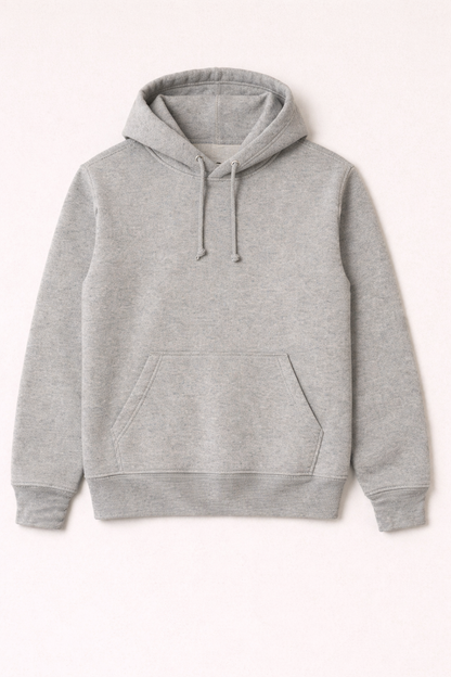 320 GSM Premium Cotton Brushed Loopknit Hoodie | 88% Cotton 12% Polyester | Soft Winter Wear - Grey