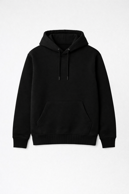 320 GSM Premium Cotton Brushed Loopknit Hoodie | 88% Cotton 12% Polyester | Soft Winter Wear - Black