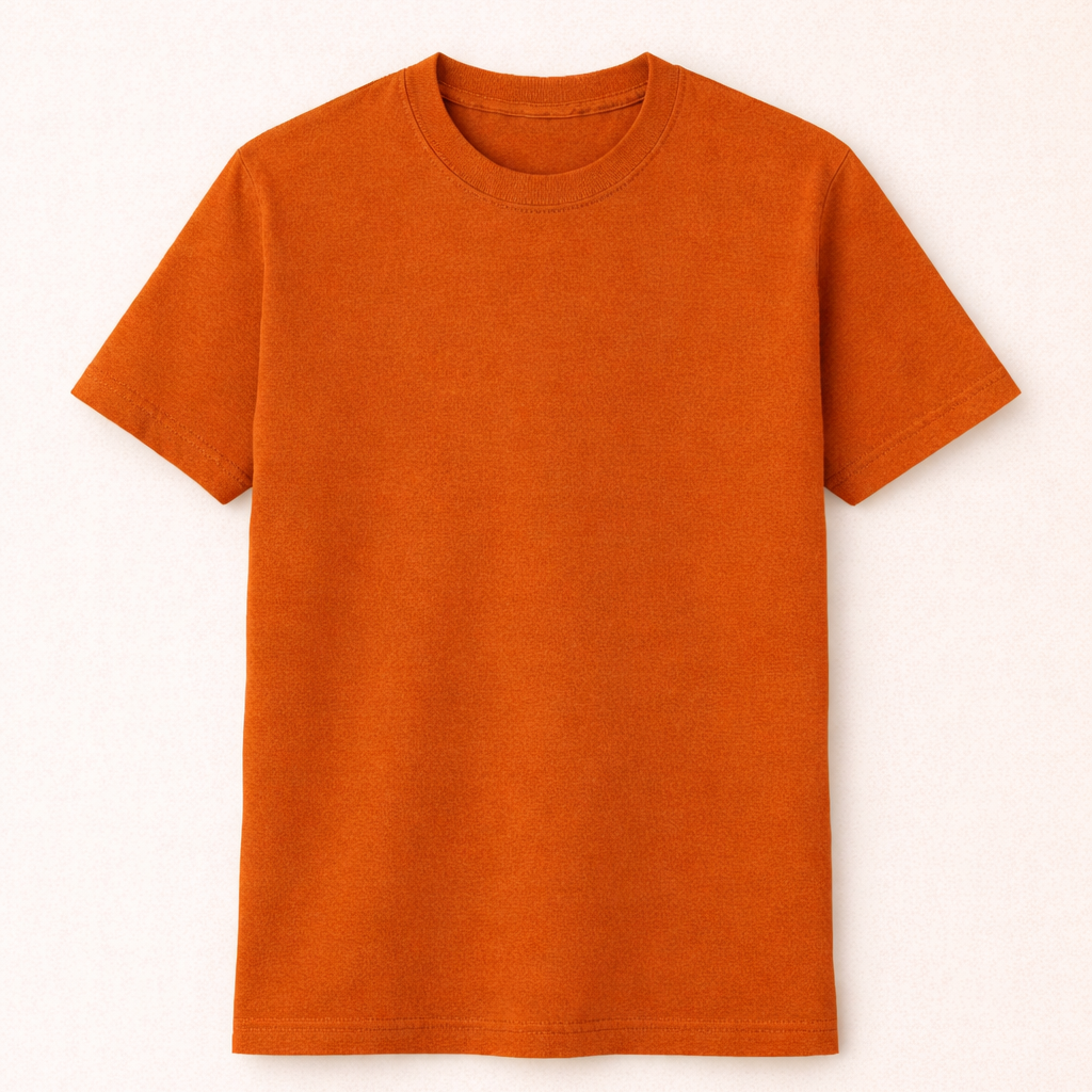 Orange Bio-Washed 100% Cotton Super Combed T-Shirt (180 GSM) | Premium Quality | Soft & Breathable