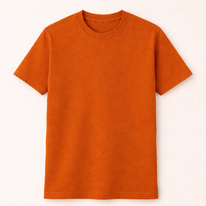 Orange Bio-Washed 100% Cotton Super Combed T-Shirt (180 GSM) | Premium Quality | Soft & Breathable